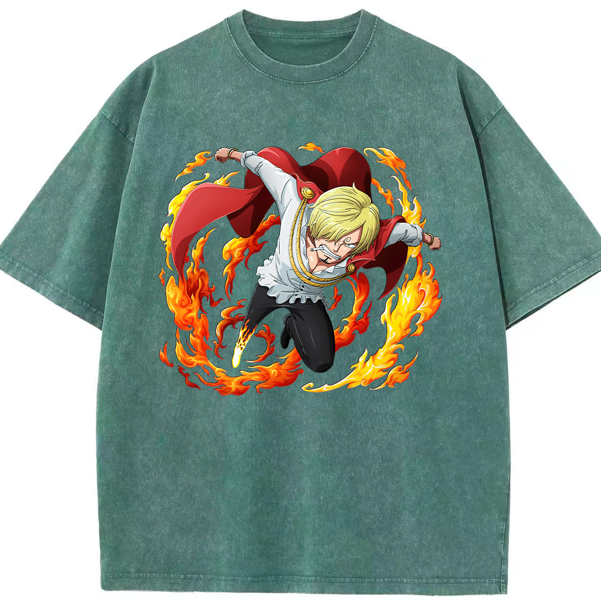 ワンピース サンジ ONE PIECE Sanji 綿100% ヴィンテージ風 半袖Tシャツ（フロントプリント）